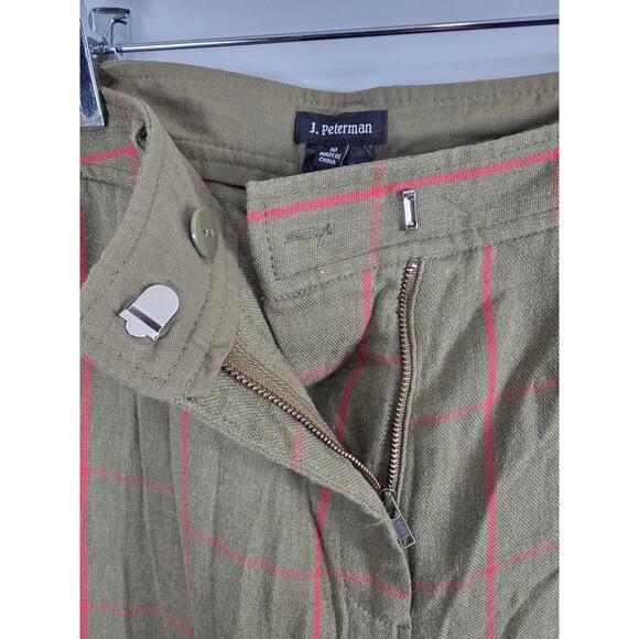 J. Peterman Cottage Core Pants 10 Womens Green Red Striped Preppy 100% Cotton - Picture 5 of 8